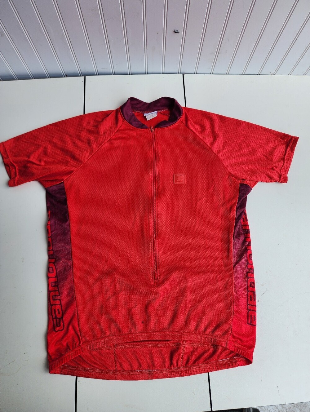 Cannondale Cycling Jersey Men’s Red Black Letter Half Zip Short Sleeve Shirt XL